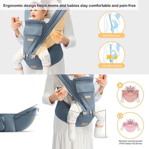 Baby Carrier Newborn to Toddler with Hip Seat, Soft 6-in-1 Ergonomic All Positions Infant Carrier 7-33 Ib with Hood and Multiple Pockets for All Seasion Use for Dad and Mom Black in Kuwait