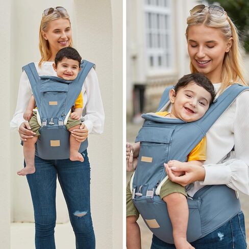 Baby Carrier Newborn to Toddler with Hip Seat, Soft 6-in-1 Ergonomic All Positions Infant Carrier 7-33 Ib with Hood and Multiple Pockets for All Seasion Use for Dad and Mom Black in Kuwait