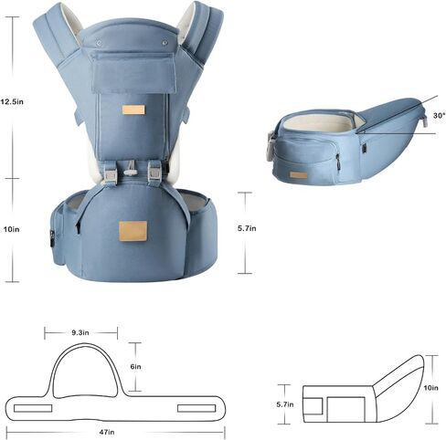 Baby Carrier Newborn to Toddler with Hip Seat, Soft 6-in-1 Ergonomic All Positions Infant Carrier 7-33 Ib with Hood and Multiple Pockets for All Seasion Use for Dad and Mom Black in Kuwait