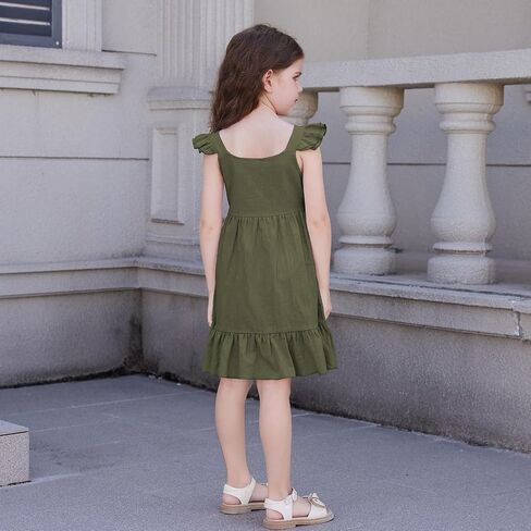 Toddler Baby Girls Summer Dress Ruffle Halter Sleeveless Casual Little Girl Dress with Button 18M-6T in Kuwait