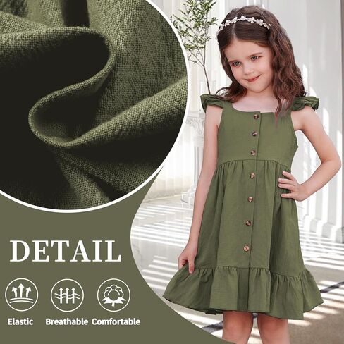 Toddler Baby Girls Summer Dress Ruffle Halter Sleeveless Casual Little Girl Dress with Button 18M-6T in Kuwait