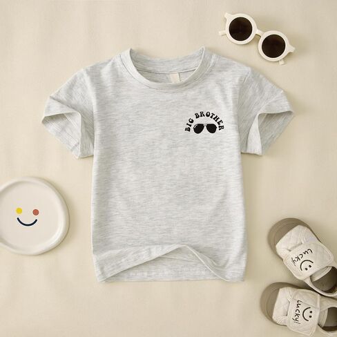 Big Brother Shirts for Toddler Baby Boy Sunglasses Big Bro T-Shirt Summer Short Sleeve Tee Announcement Siblings Tops in Kuwait