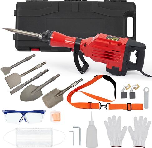 6 قطع مجموعة 95A 3600W 6 110 Hammer Drill 2200W مجموعة Jackhammer الكهربائية - أداء جاك هامر قوي ، 2 الأزاميل ، قفازات ، صندوق الأدوات ، وجع. مثالي لوظائف الهدم المتفوقة in Kuwait