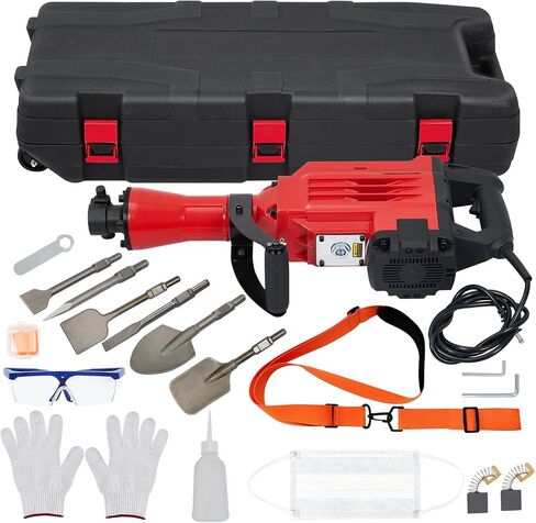 6 قطع مجموعة 95A 3600W 6 110 Hammer Drill 2200W مجموعة Jackhammer الكهربائية - أداء جاك هامر قوي ، 2 الأزاميل ، قفازات ، صندوق الأدوات ، وجع. مثالي لوظائف الهدم المتفوقة in Kuwait