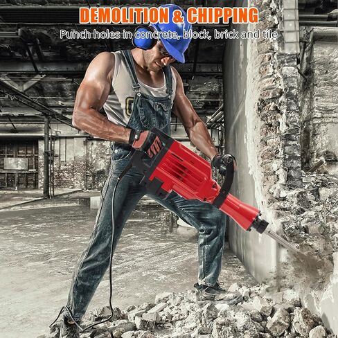 6 قطع مجموعة 95A 3600W 6 110 Hammer Drill 2200W مجموعة Jackhammer الكهربائية - أداء جاك هامر قوي ، 2 الأزاميل ، قفازات ، صندوق الأدوات ، وجع. مثالي لوظائف الهدم المتفوقة in Kuwait