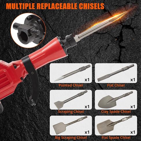 6 قطع مجموعة 95A 3600W 6 110 Hammer Drill 2200W مجموعة Jackhammer الكهربائية - أداء جاك هامر قوي ، 2 الأزاميل ، قفازات ، صندوق الأدوات ، وجع. مثالي لوظائف الهدم المتفوقة in Kuwait