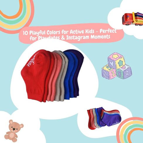 UMELOK Baby Socks Non-Slip Grips 10 Vibrant Colors Cotton Ankle Infant Socks for 0-12 Months & 1-3 Year Old Boys Girls in Saudi Arabia