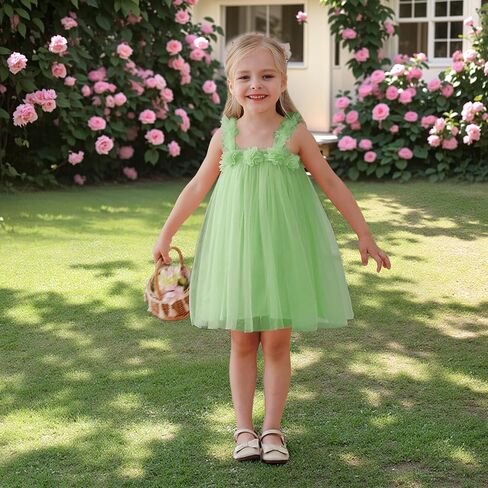 Miipat Baby Girl Tulle Dress Sleeveless Toddler Birthday Party Dress Floral Sundress with Headband in Saudi Arabia