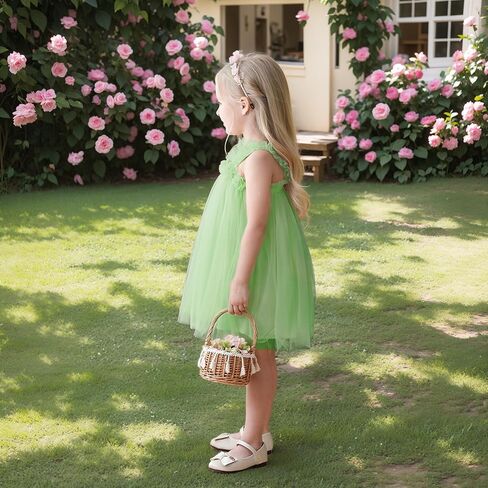 Miipat Baby Girl Tulle Dress Sleeveless Toddler Birthday Party Dress Floral Sundress with Headband in Saudi Arabia