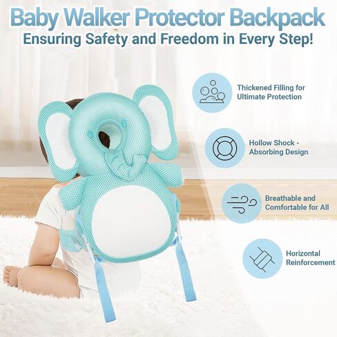 Baby Walker Protective Toddler Adjustable Baby Walker Head Protector Backpack Baby Head Protection Safety Pad Cushion Backpack Wear with Kneepad for Crawling in Saudi Arabia