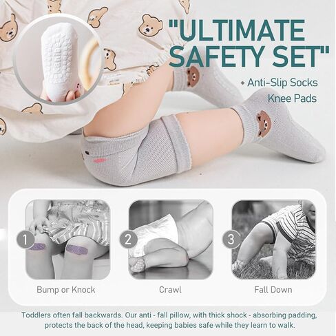 Baby Walker Protective Toddler Adjustable Baby Walker Head Protector Backpack Baby Head Protection Safety Pad Cushion Backpack Wear with Kneepad for Crawling in Saudi Arabia