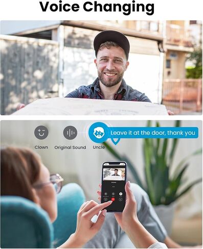 IEGEEK Doorbell Camera Wireless لا اشتراك - جرس الفيديو اللاسلكي مع رنين ، جرس الباب مع الكاميرا 1080p FHD ، تغيير الصوت ، الصوت ثنائي الاتجاه ، اكتشاف حركة PIR ، WIFI 2.4 جيجا هرتز ، مع Alexa in Kuwait