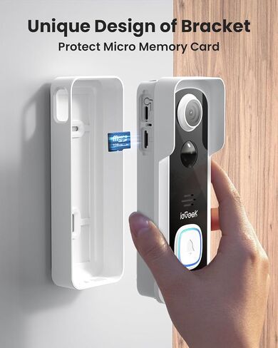 IEGEEK Doorbell Camera Wireless لا اشتراك - جرس الفيديو اللاسلكي مع رنين ، جرس الباب مع الكاميرا 1080p FHD ، تغيير الصوت ، الصوت ثنائي الاتجاه ، اكتشاف حركة PIR ، WIFI 2.4 جيجا هرتز ، مع Alexa in Kuwait