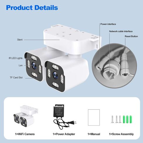 Dual Lens WiFi Outdoor Cameras For Home Security, 2.5K/5MP House Cameras With Audio And Video, PTZ Security Cameras Wireless Outdoor With Auto Tracking, Outdoor Camera Wired Support Color Night Vision in Saudi Arabia