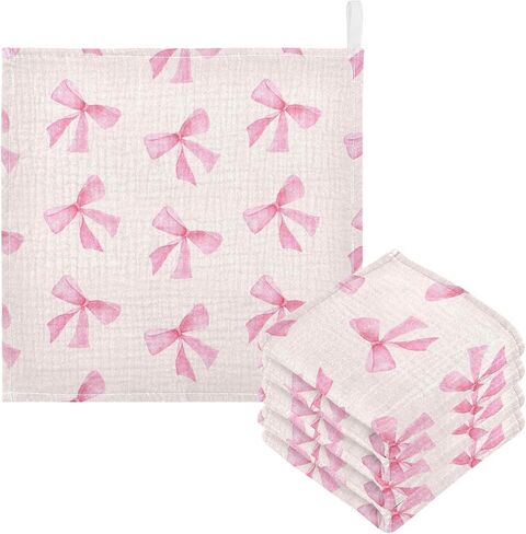 Burbuja Pink Bow Baby Washcloths - منشفة طفل شاشية ناع in Kuwait