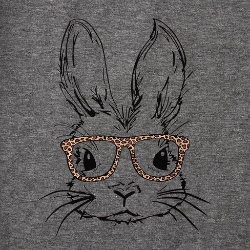 Easter Bunny Family Matching Clothes Mom and Me Cute Rabbit Glasses T-Shirt Summer Short Sleeve Tee Shirt Tops in Saudi Arabia