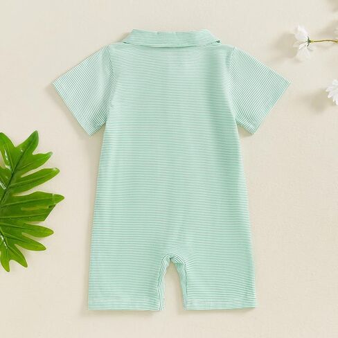 Gueuusu Newborn Baby Boy Golf Outfit Short Sleeve Golf Embroidery Collared Romper Button Lapel One Piece Summer Outfit in Kuwait