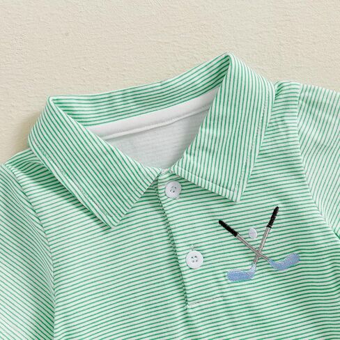 Gueuusu Newborn Baby Boy Golf Outfit Short Sleeve Golf Embroidery Collared Romper Button Lapel One Piece Summer Outfit in Kuwait