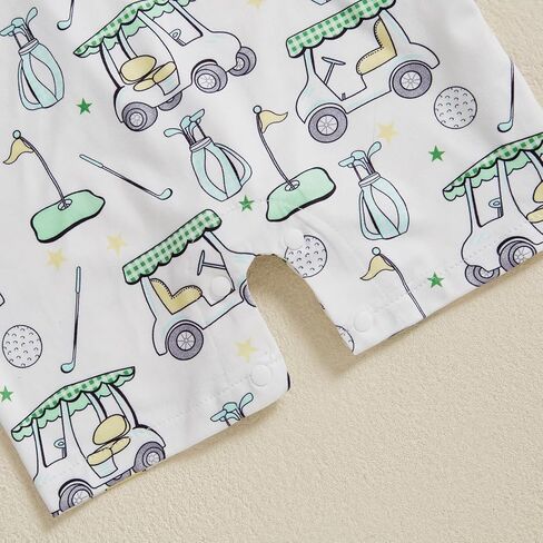 Gueuusu Newborn Baby Boy Golf Outfit Short Sleeve Golf Embroidery Collared Romper Button Lapel One Piece Summer Outfit in Kuwait