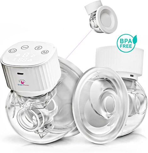 Wearable Breast Pump Double, Hands Free Breast Pump Electric, LCD, High Technology 3 Modes 9 Levels- Noise Reduction, Painless, Skin Friendly, BPA Free, 19mm+22mm Flange, FSA HSA Eligible in Saudi Arabia