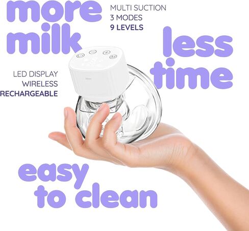 Wearable Breast Pump Double, Hands Free Breast Pump Electric, LCD, High Technology 3 Modes 9 Levels- Noise Reduction, Painless, Skin Friendly, BPA Free, 19mm+22mm Flange, FSA HSA Eligible in Saudi Arabia