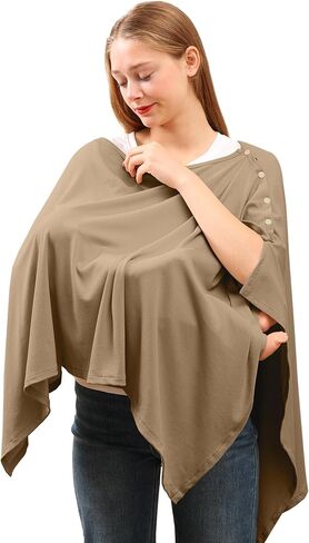 Nursing Cover for Breastfeeding - Viscose from Bamboo Ribbed, Full Coverage Privacy, Soft & Breathable Breastfeeding Cover up, Multi-Use Stroller Cover Shawl Stylish Poncho for Women in Saudi Arabia