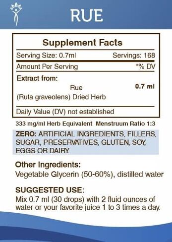 Secrets of the Tribe Rue Alcohol-Free Liquid Extract, Rue (Ruta graveolens) Dried Herb Tincture Supplement (2 FL OZ) in Saudi Arabia