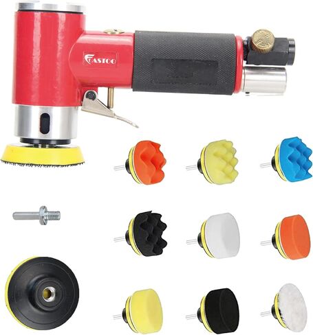Fastoo 2inch Air Angle Die Grinder, Air Sander Handheld, Pneumatic sanding pen, 90 Degree Handheld Pneumatic Polisher with 12PCS Polished set 2inch 3inch Sanding Pad (Straight center grinder) in Saudi Arabia