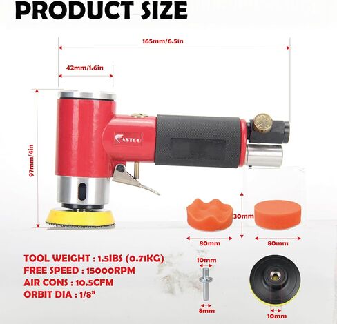 Fastoo 2inch Air Angle Die Grinder, Air Sander Handheld, Pneumatic sanding pen, 90 Degree Handheld Pneumatic Polisher with 12PCS Polished set 2inch 3inch Sanding Pad (Straight center grinder) in Saudi Arabia
