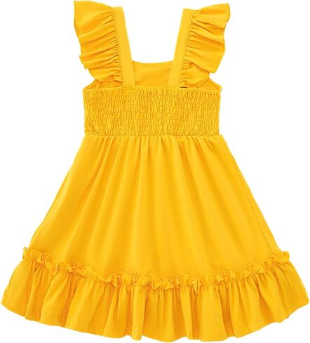 فستان مزخرف الفتيات الصلب الربيع الصيفي لباس طفل صغير من Sundress 2-6 سنوات in Kuwait