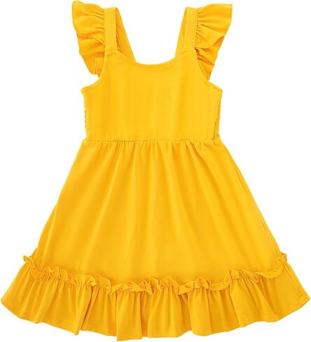 فستان مزخرف الفتيات الصلب الربيع الصيفي لباس طفل صغير من Sundress 2-6 سنوات in Kuwait