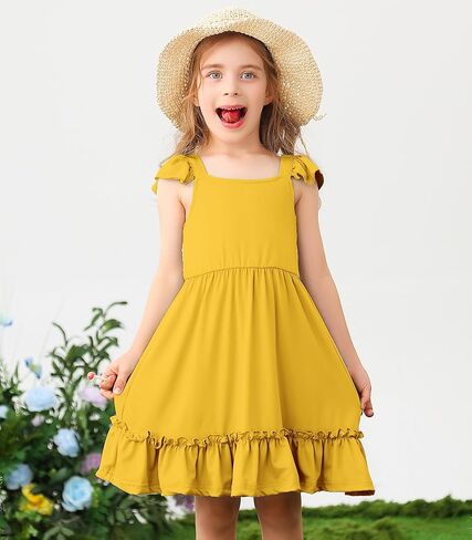 فستان مزخرف الفتيات الصلب الربيع الصيفي لباس طفل صغير من Sundress 2-6 سنوات in Kuwait