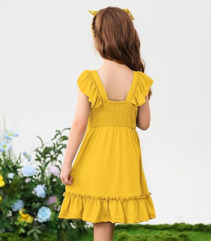 فستان مزخرف الفتيات الصلب الربيع الصيفي لباس طفل صغير من Sundress 2-6 سنوات in Kuwait