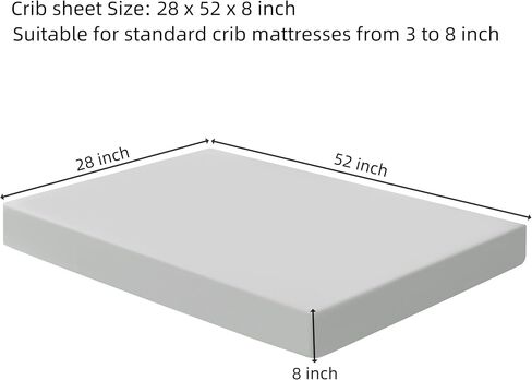 HBHLFZ Crib Sheets for Boys, Girls, 28x52 Inch Fitted Crib Sheet - 8 Inch Deep Pocketed Fixed Sheet - Soft and Comfortable Microfibre - Fits Standard cot and Toddler mattresses, Black in Saudi Arabia