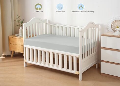 HBHLFZ Crib Sheets for Boys, Girls, 28x52 Inch Fitted Crib Sheet - 8 Inch Deep Pocketed Fixed Sheet - Soft and Comfortable Microfibre - Fits Standard cot and Toddler mattresses, Black in Saudi Arabia