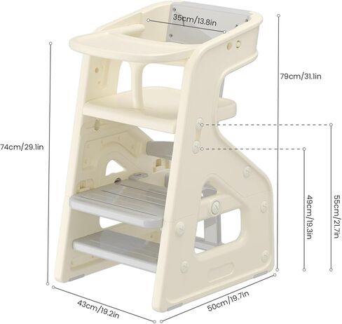3-in-1 High Chair for Babies Kids Convertible HighChair Toddlers Adjustable Height Kitchen Step Stool for Sink Kids Chair Removable Tray Ideal for Dining Kitchen and Bathroom Use in Saudi Arabia