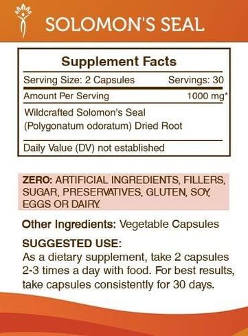 أسرار قبيلة ختم سليمان 120 كبسولة، 1000 مجم، ختم سليمان Wildcrafted (Polygonatum odoratum) جذمور مجفف (120 كبسولة) in Saudi Arabia