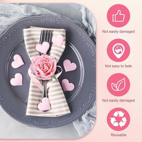 24 Pcs Flower Napkin Rings Peony Flower Handmade Napkin Holder Rings Handicraft Holder for Table Decorations Wedding Holiday Banquet Luncheons Birthday Party Picnics Supplies (Gray Pink) in Saudi Arabia