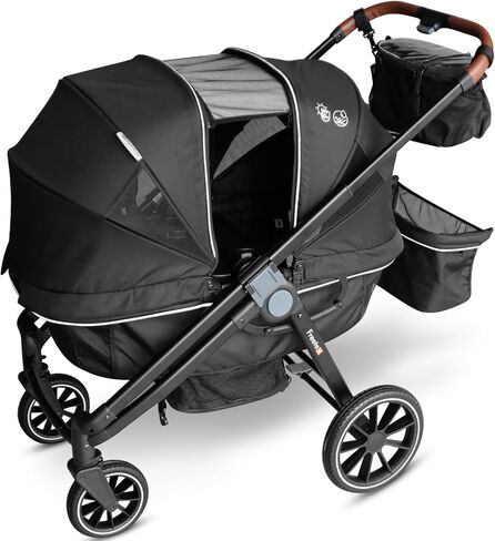 Tandem Wagon Stroller–All-Terrain 2-in-1 Push&Pull Design, Double Seat Capacity, Large Storage, Adjustable Canopy, Removable Child Tray for Kids Outdoor Adventures&Family Outings in Saudi Arabia