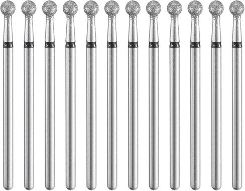 Harfington 12pcs 200-230 فليت ماس ​​طحن بت 4.5 ملم رأس الكرة 2.35 ملم شانك 4.5 ملم الحجر الحفر الأداة دوارة للأظافر الزجاجية السيراميك طحن تلميع in Kuwait