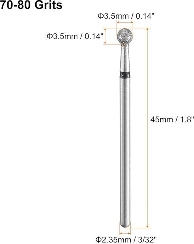 Harfington 12pcs 200-230 فليت ماس ​​طحن بت 4.5 ملم رأس الكرة 2.35 ملم شانك 4.5 ملم الحجر الحفر الأداة دوارة للأظافر الزجاجية السيراميك طحن تلميع in Kuwait