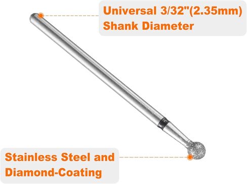 Harfington 12pcs 200-230 فليت ماس ​​طحن بت 4.5 ملم رأس الكرة 2.35 ملم شانك 4.5 ملم الحجر الحفر الأداة دوارة للأظافر الزجاجية السيراميك طحن تلميع in Kuwait