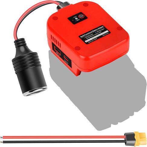 for Milwaukee 18V Battery P-ower Wheel Adapter with USB & Type C Ports and XT60 Port Have Cigarette Lighter Socket & 12 AWG Wire for RC Car,DIY Projects,Car Appliances in Kuwait