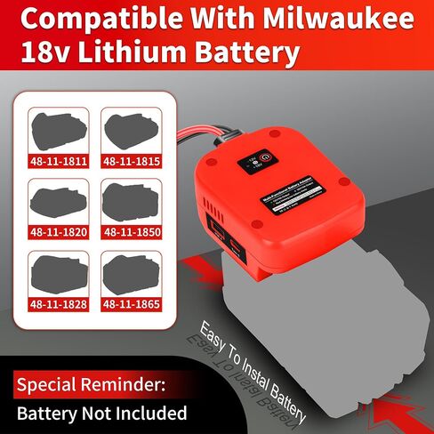 for Milwaukee 18V Battery P-ower Wheel Adapter with USB & Type C Ports and XT60 Port Have Cigarette Lighter Socket & 12 AWG Wire for RC Car,DIY Projects,Car Appliances in Kuwait