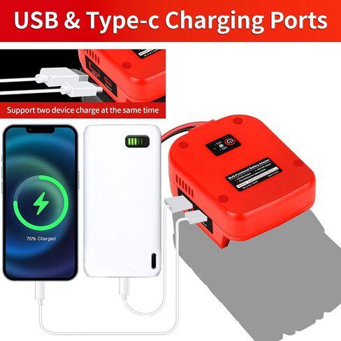 for Milwaukee 18V Battery P-ower Wheel Adapter with USB & Type C Ports and XT60 Port Have Cigarette Lighter Socket & 12 AWG Wire for RC Car,DIY Projects,Car Appliances in Kuwait