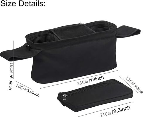 Universal Stroller Organizer with Insulated Cup Holder, Detachable Phone Bag and Shoulder Strap, Cozy Nest Stroller Caddy Organizer Fits for All Stroller Types (Grey) in Saudi Arabia