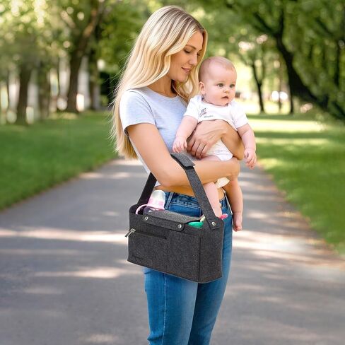 Bacmaxi Found Stroller Vercizer Bag مع حامل كوب - سعة كبيرة ، جيوب متعددة الاستخدامات ، تخزين Caddy عالمي ودائم لحفازات الأطفال ، زجاجات أساسية (أسود) in Kuwait