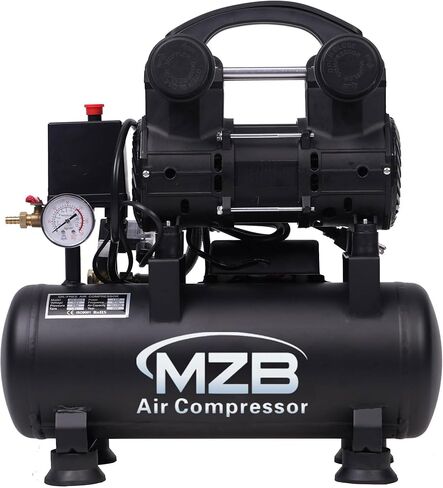 MZB 2.4 Gallon Ultra Quiet Air Compressor 110V/60Hz 1.0HP 5.65CFM, MAX 115PSI Steel Tanks Oil-Free 68dB Noise Level Air Compressor for Spray Painting, Auto Repair, Carpentry Decoration in Kuwait