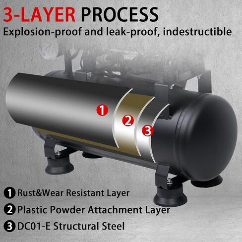 MZB 2.4 Gallon Ultra Quiet Air Compressor 110V/60Hz 1.0HP 5.65CFM, MAX 115PSI Steel Tanks Oil-Free 68dB Noise Level Air Compressor for Spray Painting, Auto Repair, Carpentry Decoration in Kuwait