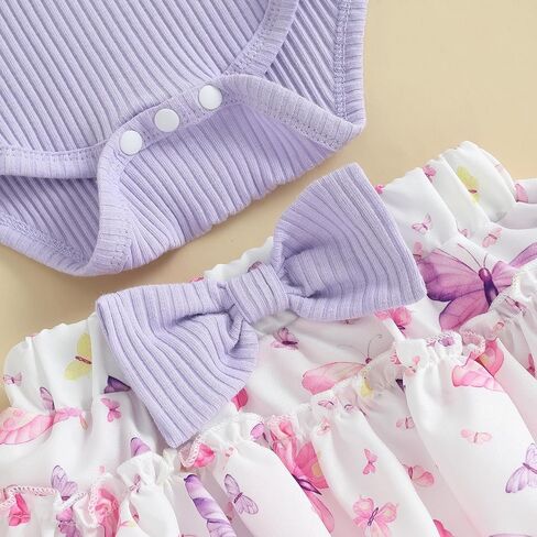 Engofs Baby Girl Clothes Newborn Summer Outfits Short Sleeve Romper Ruffle Bloomers Shorts with Headband in Kuwait